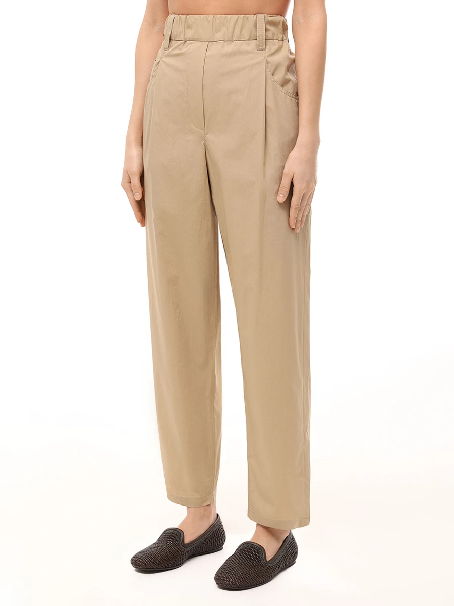 Брюки хлопковые BRUNELLO CUCINELLI M0H93P8907 C2871 Бежевый  Фото 4