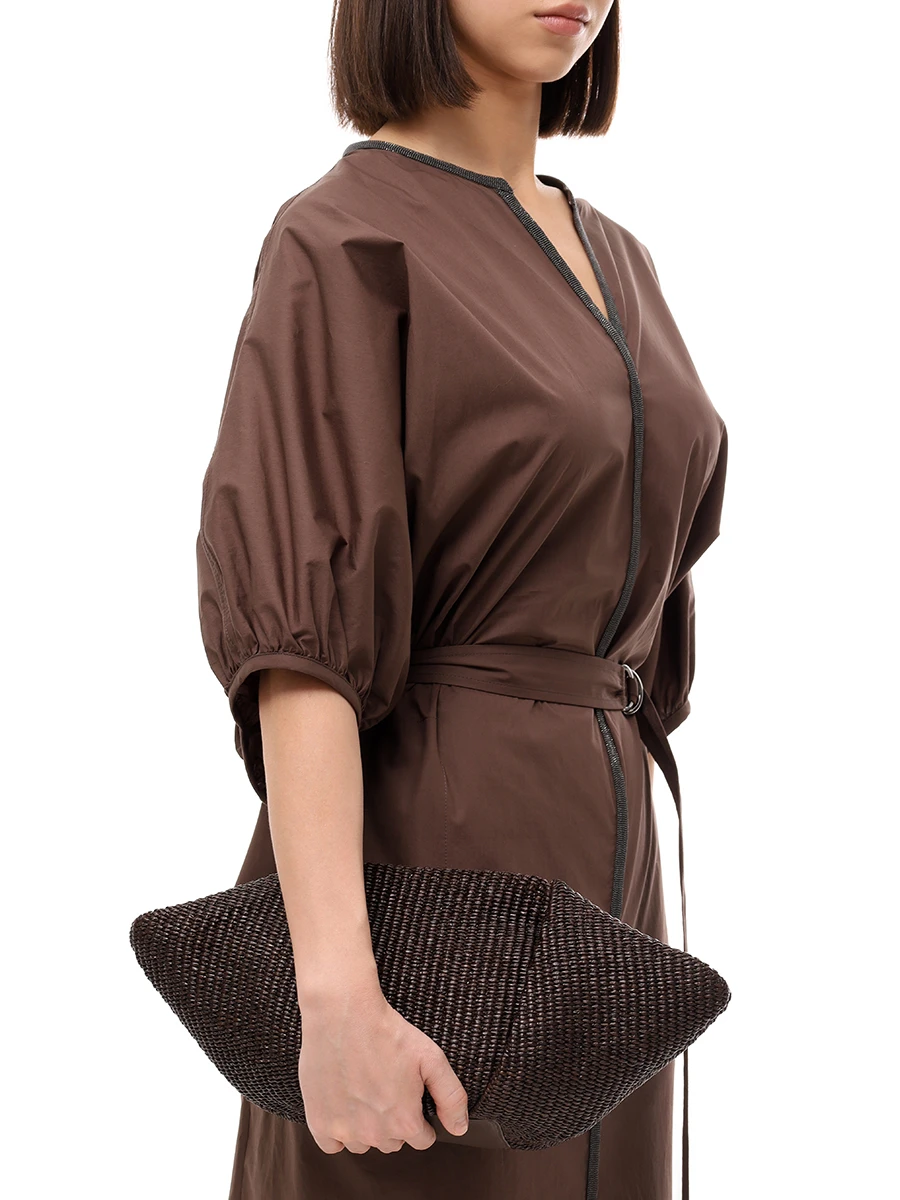 Сумка Pouch Marina из рафии BRUNELLO CUCINELLI MB39D2697 C300 Коричневый  Фото 2