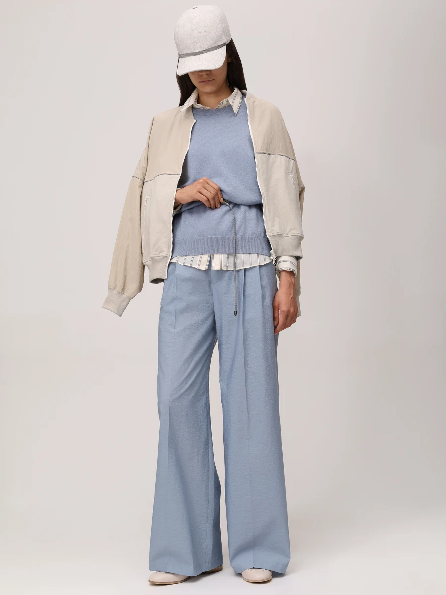 Брюки хлопковые BRUNELLO CUCINELLI M0F79P8853 C2873 Голубой  Фото 2