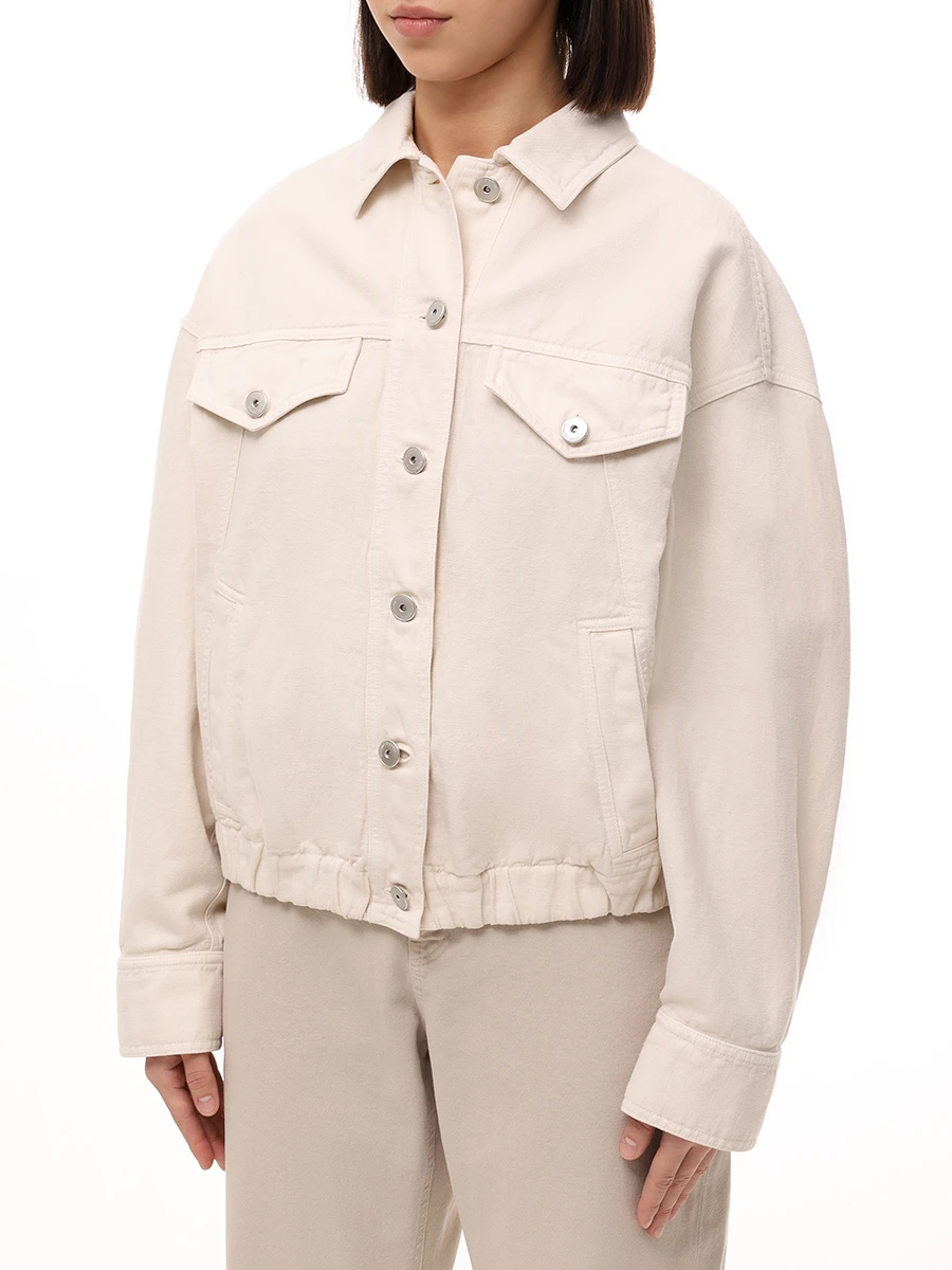 Куртка из хлопка и льна BRUNELLO CUCINELLI ML996FX716 C8739 Бежевый  Фото 4