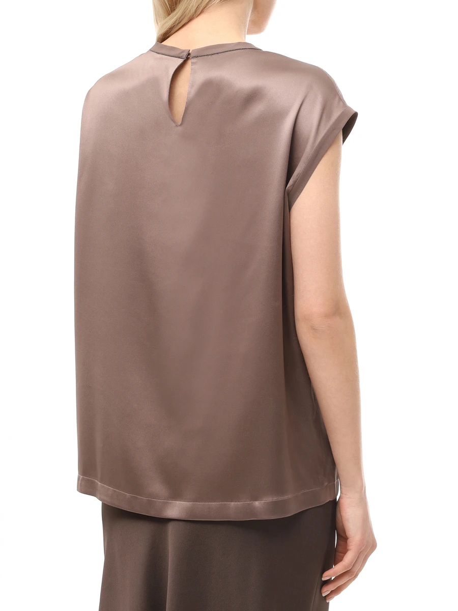 Топ шелковый BRUNELLO CUCINELLI M0C59EH500 C2925 Коричневый  Фото 3
