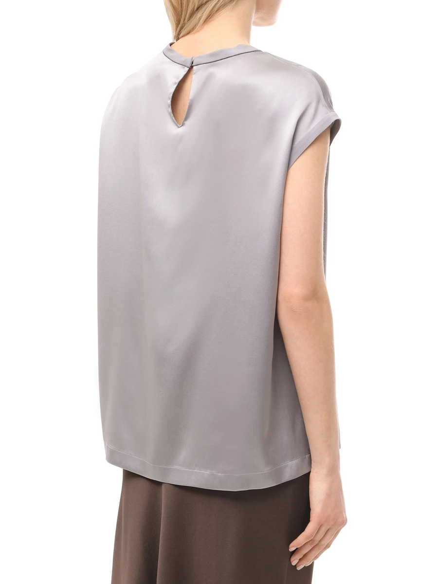 Топ шелковый BRUNELLO CUCINELLI M0C59EH500 C078 Серый  Фото 3