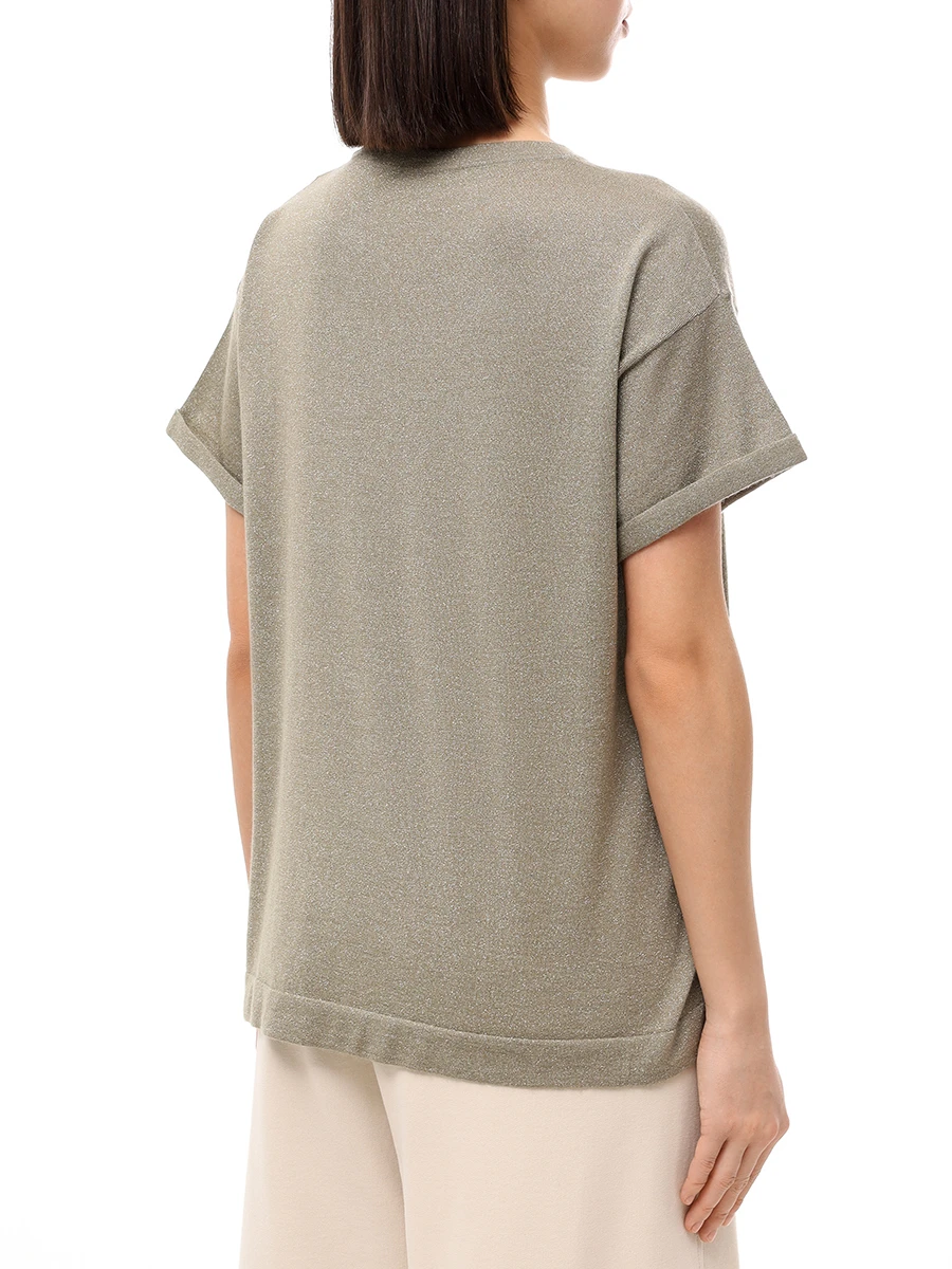 Футболка из кашемира и шелка BRUNELLO CUCINELLI M41810000 C2890 Зеленый  Фото 3