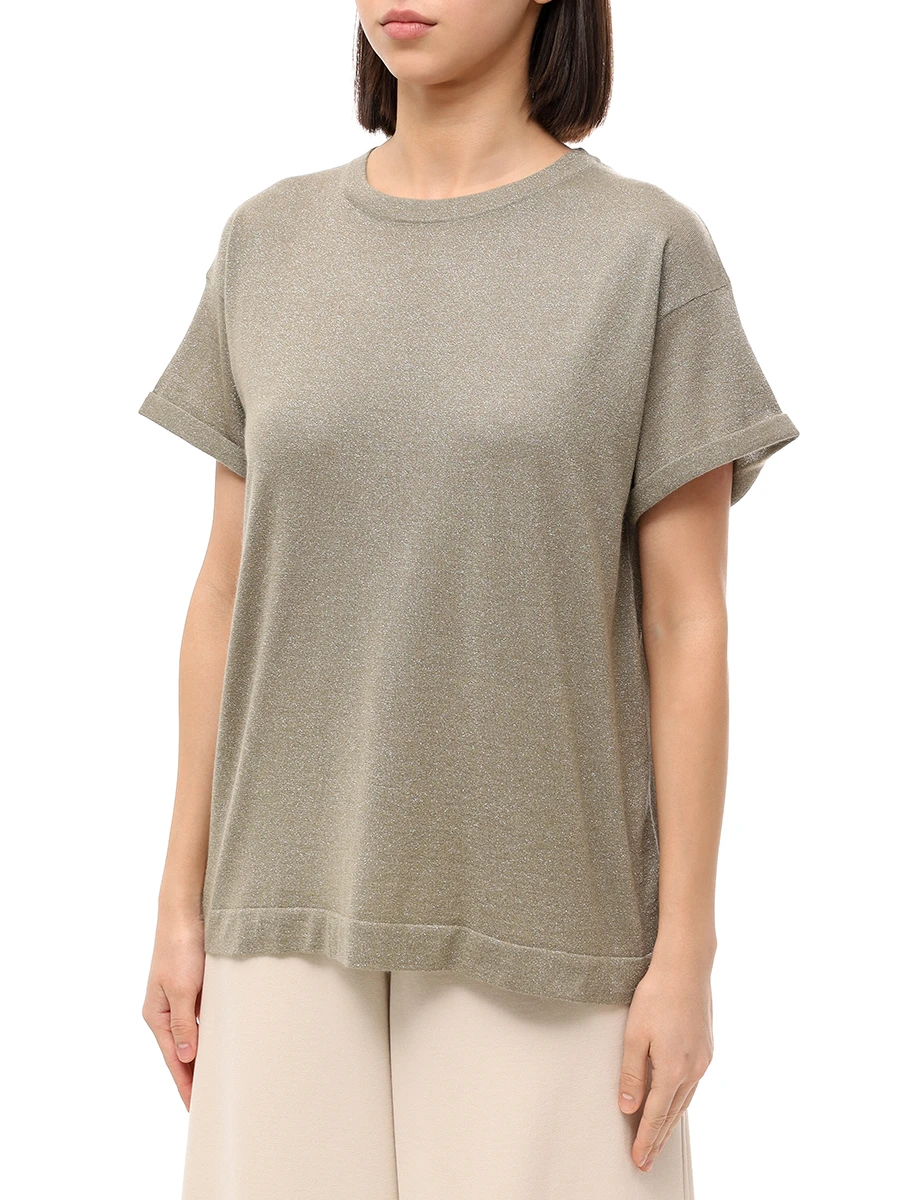 Футболка из кашемира и шелка BRUNELLO CUCINELLI M41810000 C2890 Зеленый  Фото 4