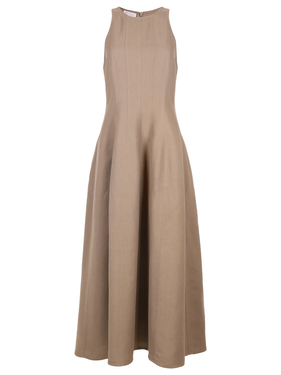 Платье из вискозы и льна BRUNELLO CUCINELLI MH126A5171 C2947 Бежевый 