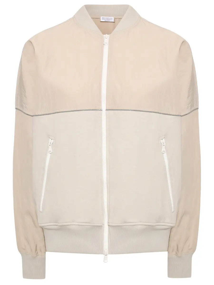 Олимпийка комбинированная BRUNELLO CUCINELLI MH827VE706 C9732 Бежевый 