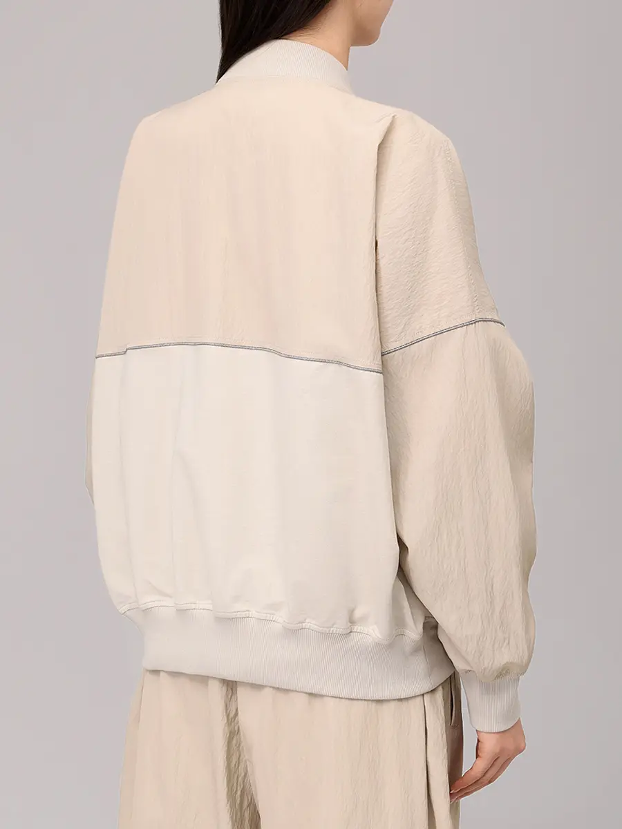 Олимпийка комбинированная BRUNELLO CUCINELLI MH827VE706 C9732 Бежевый  Фото 3