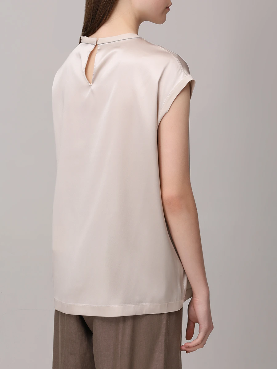 Топ шелковый BRUNELLO CUCINELLI M0C59EH500 C9732 Бежевый  Фото 3