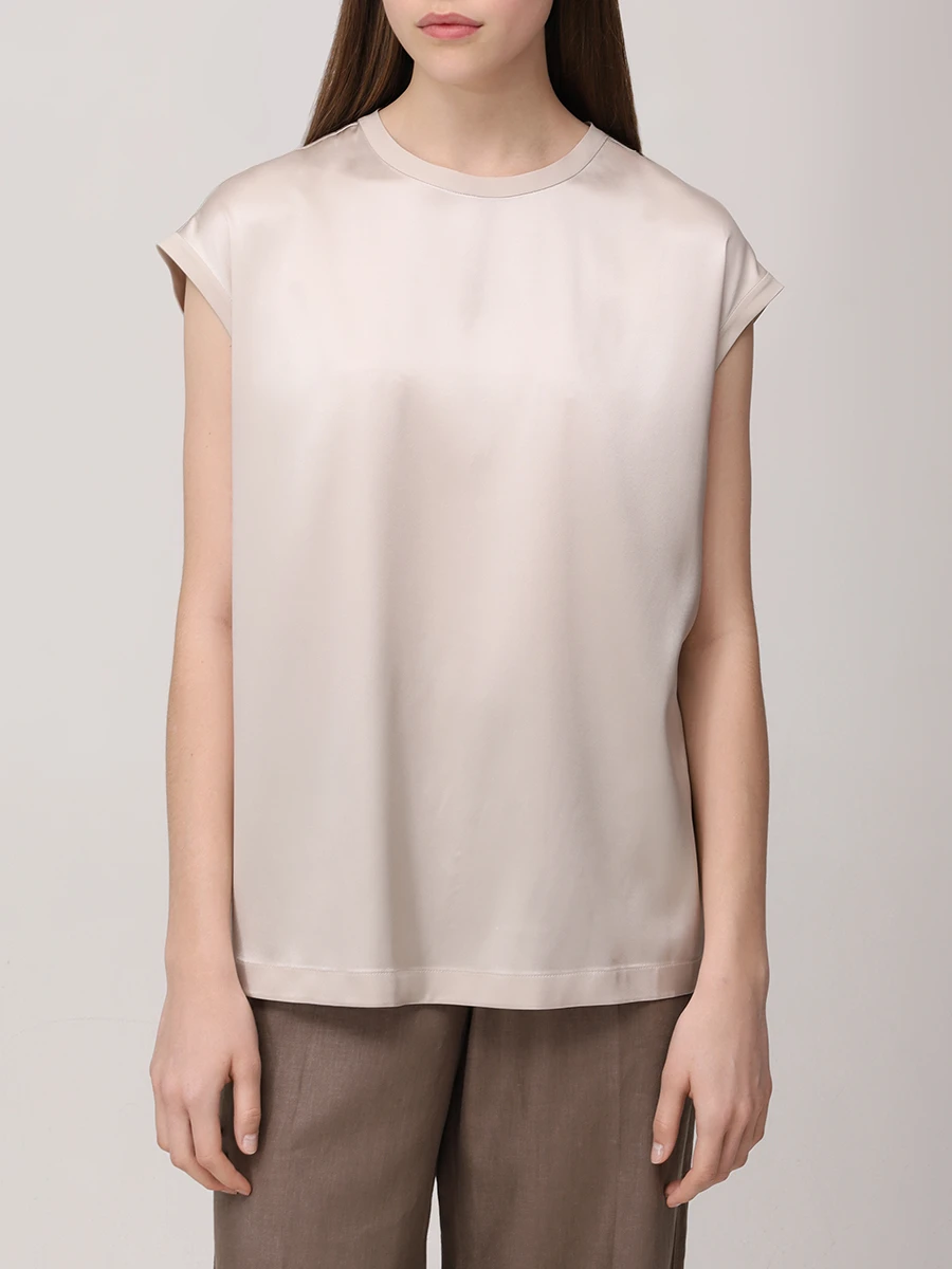 Топ шелковый BRUNELLO CUCINELLI M0C59EH500 C9732 Бежевый  Фото 4