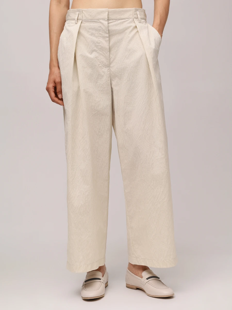 Брюки хлопковые BRUNELLO CUCINELLI MQ994HH289 C3786 Бежевый  Фото 4