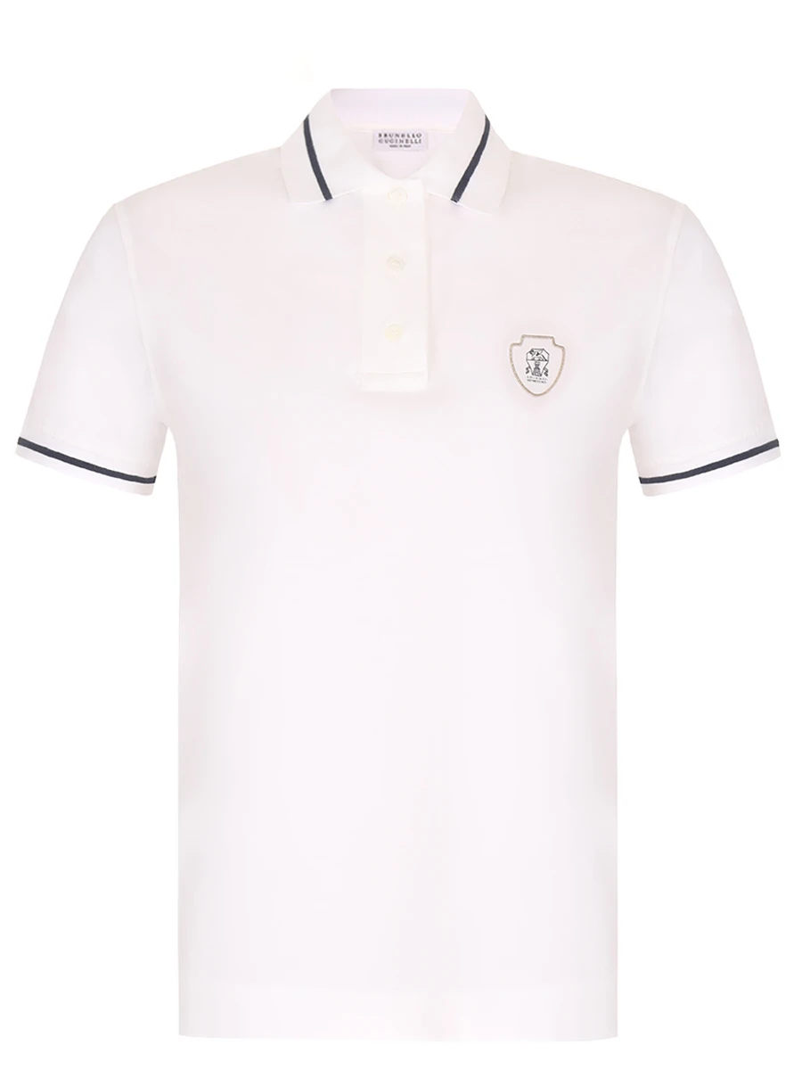 Поло хлопковое BRUNELLO CUCINELLI M0T81VD125 CSD82 Белый 