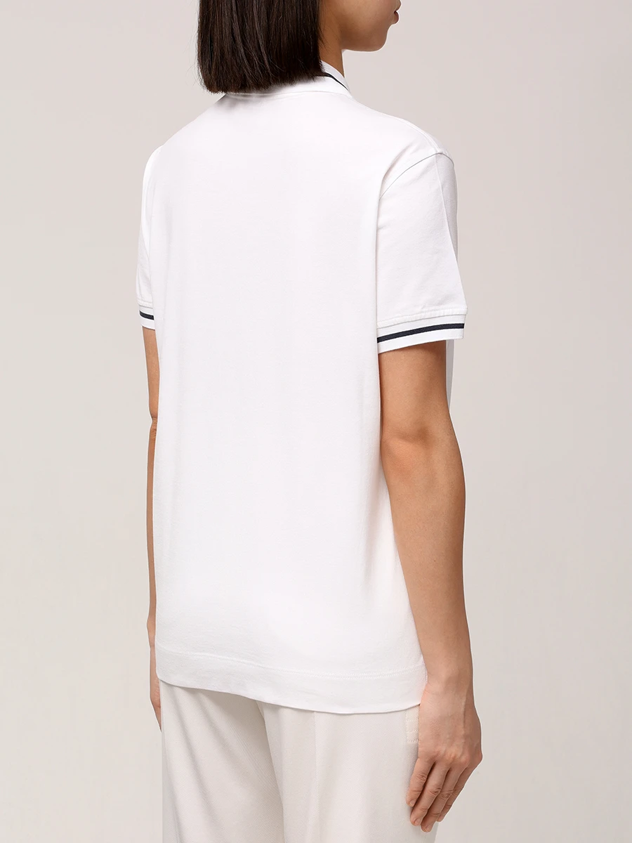 Поло хлопковое BRUNELLO CUCINELLI M0T81VD125 CSD82 Белый  Фото 3