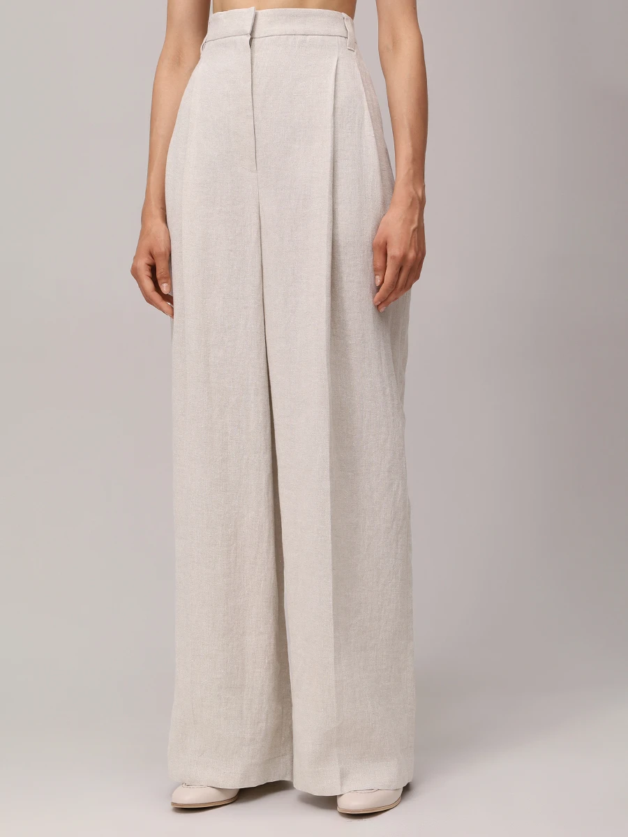 Брюки льняные BRUNELLO CUCINELLI MH547P8669 C169 Бежевый  Фото 4