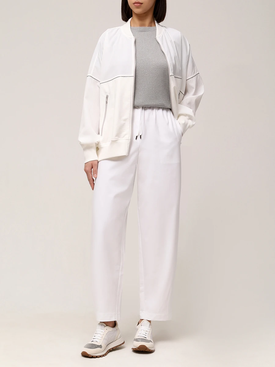 Брюки хлопковые BRUNELLO CUCINELLI ML946FB789 C159 Белый  Фото 2