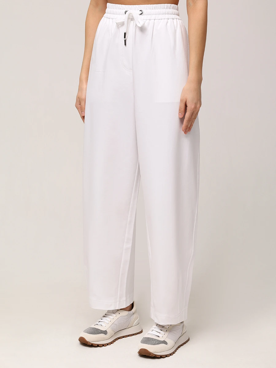 Брюки хлопковые BRUNELLO CUCINELLI ML946FB789 C159 Белый  Фото 4