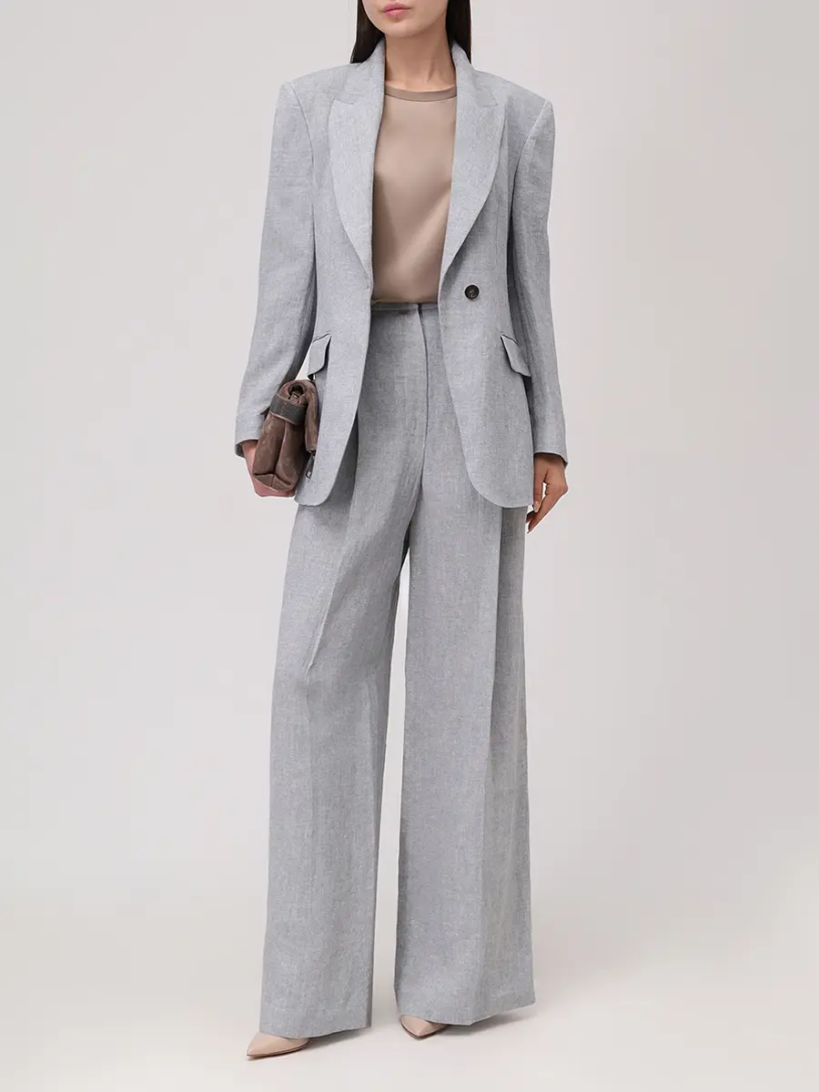 Брюки льняные BRUNELLO CUCINELLI MH547P8669 C2779 Серый  Фото 2