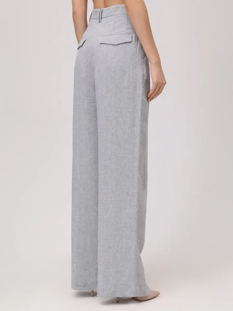 Брюки льняные BRUNELLO CUCINELLI MH547P8669 C2779 Серый  Фото 3