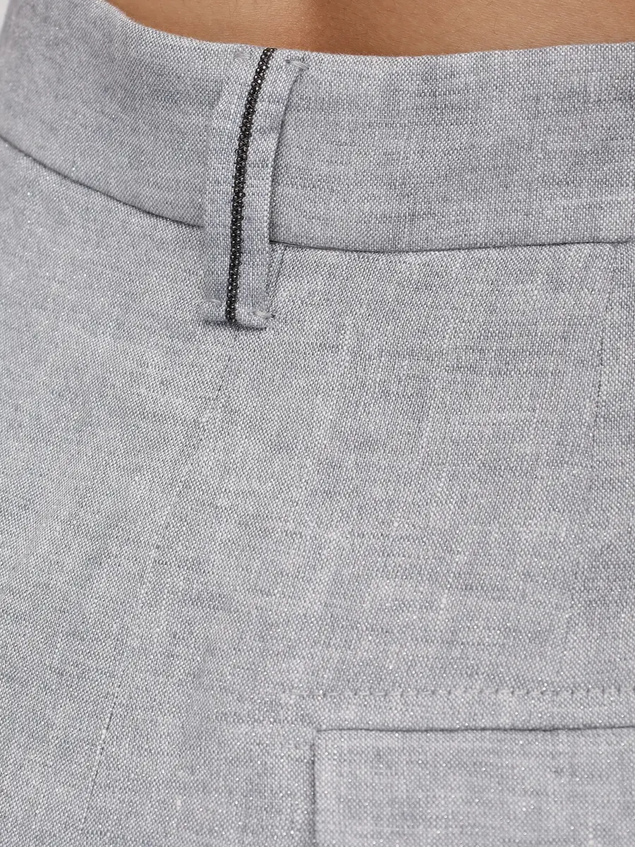 Брюки льняные BRUNELLO CUCINELLI MH547P8669 C2779 Серый  Фото 6