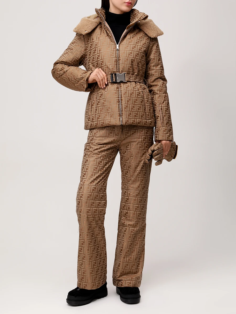 Пуховик с принтом FENDI FAN171 AQCC F1PNO Коричневый  Фото 2