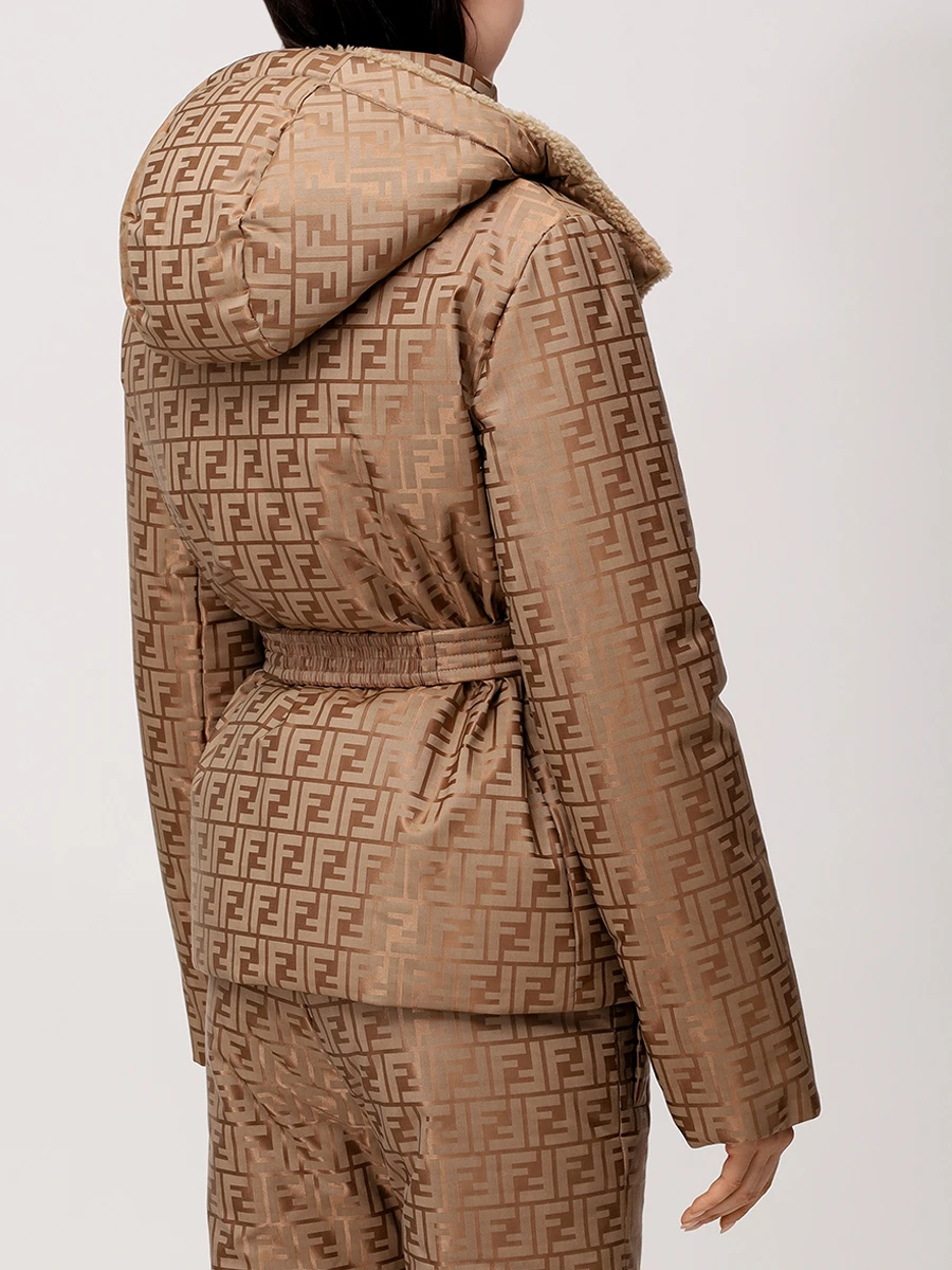 Пуховик с принтом FENDI FAN171 AQCC F1PNO Коричневый  Фото 3