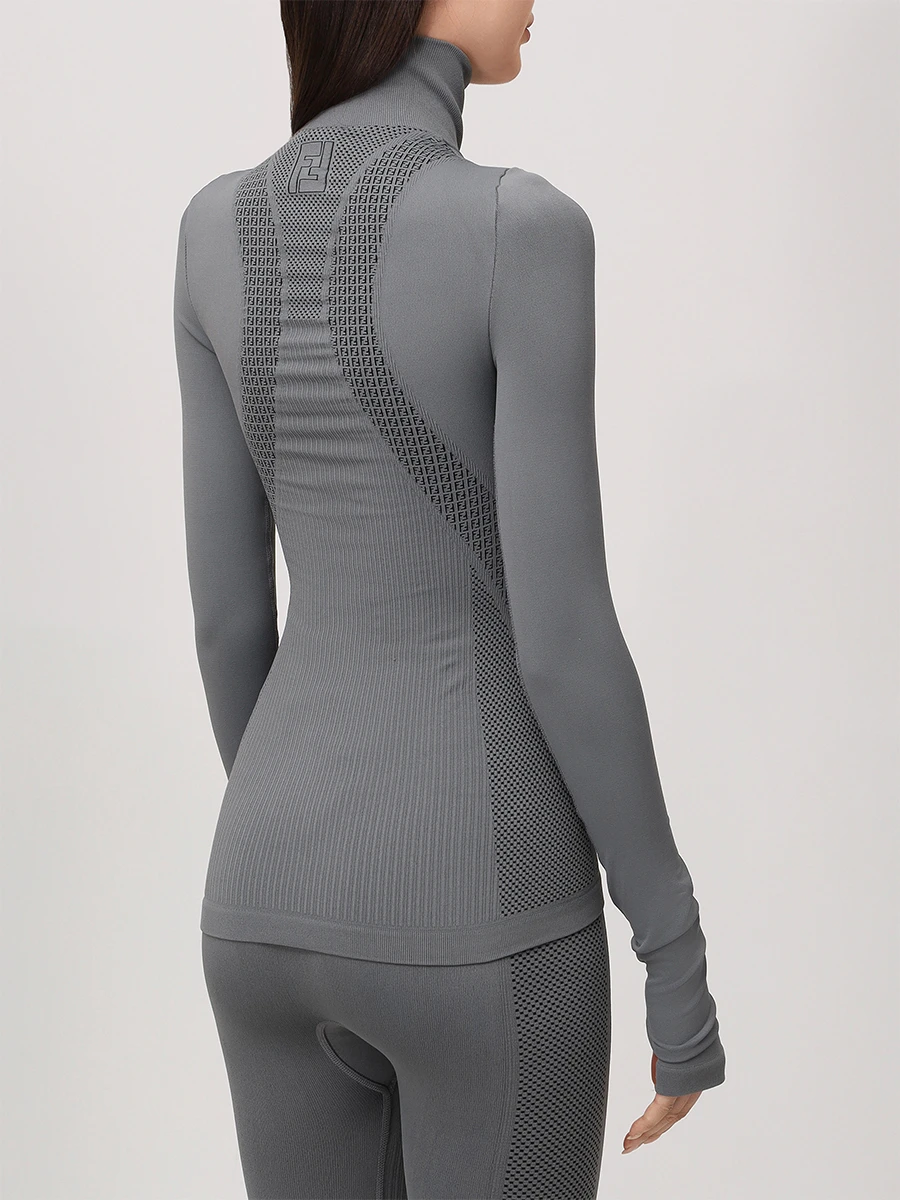 Лонгслив однотонный FENDI FAF365 AQC9 F0RTU Серый  Фото 3