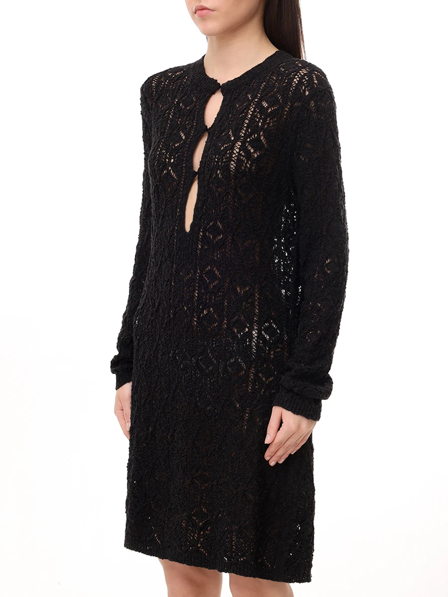 Платье из хлопка и шелка LOULOU STUDIO EVAN Черный  Фото 4