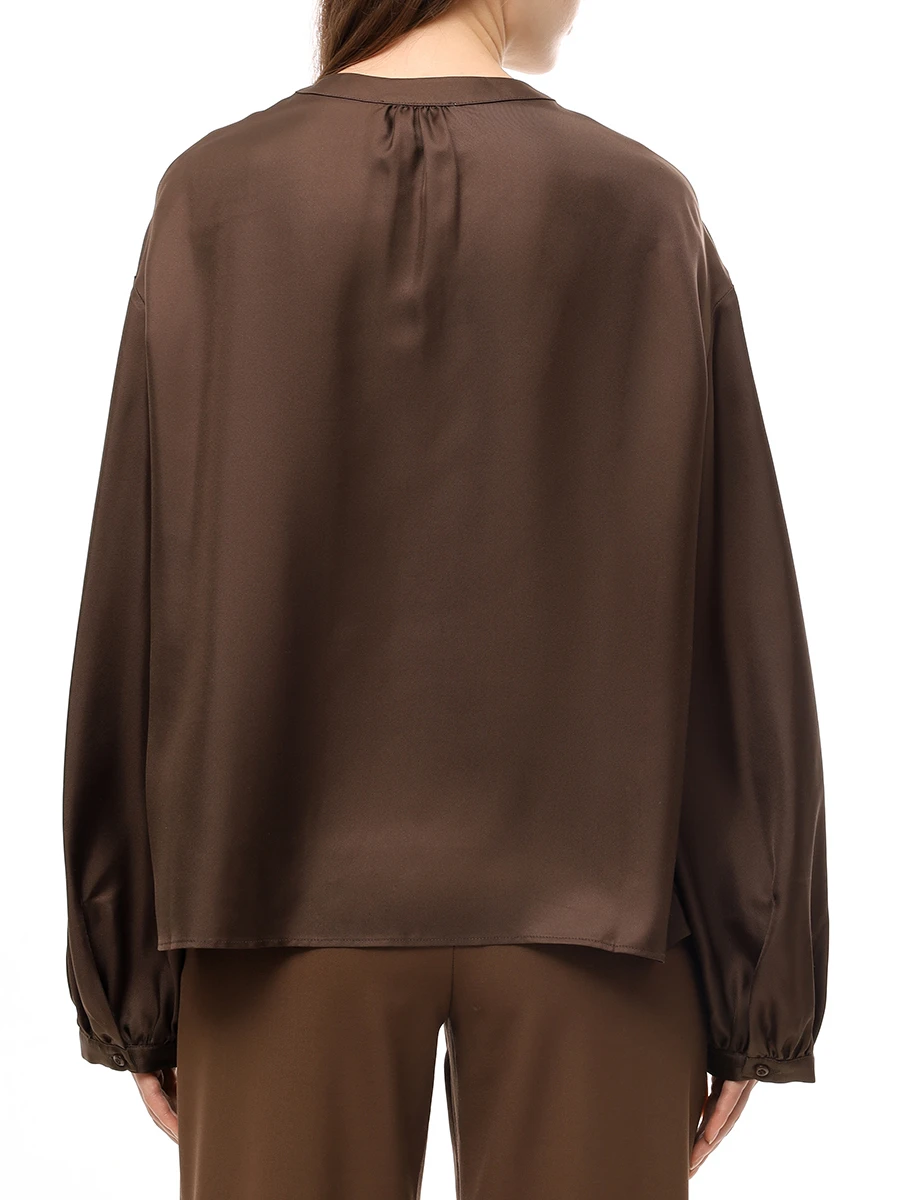 

Блуза шелковая, Коричневый, LEA