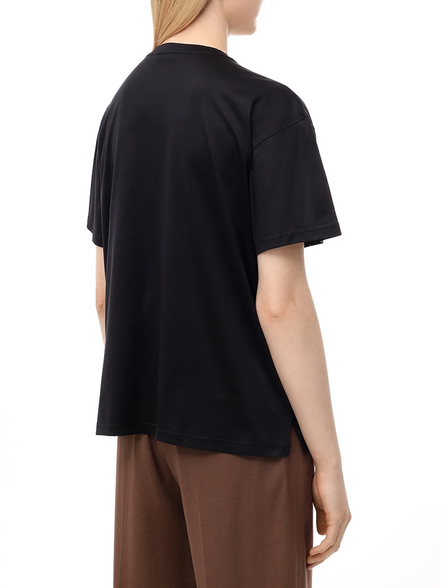 Футболка из шелка и хлопка KITON D59419K0925F0700 Черный  Фото 3