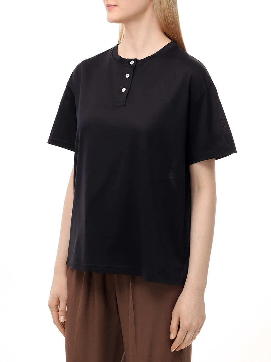 Футболка из шелка и хлопка KITON D59419K0925F0700 Черный  Фото 4