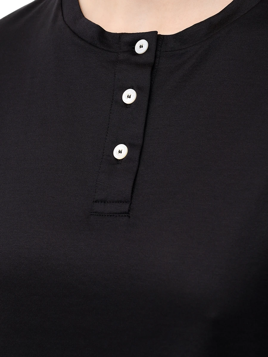 Футболка из шелка и хлопка KITON D59419K0925F0700 Черный  Фото 5