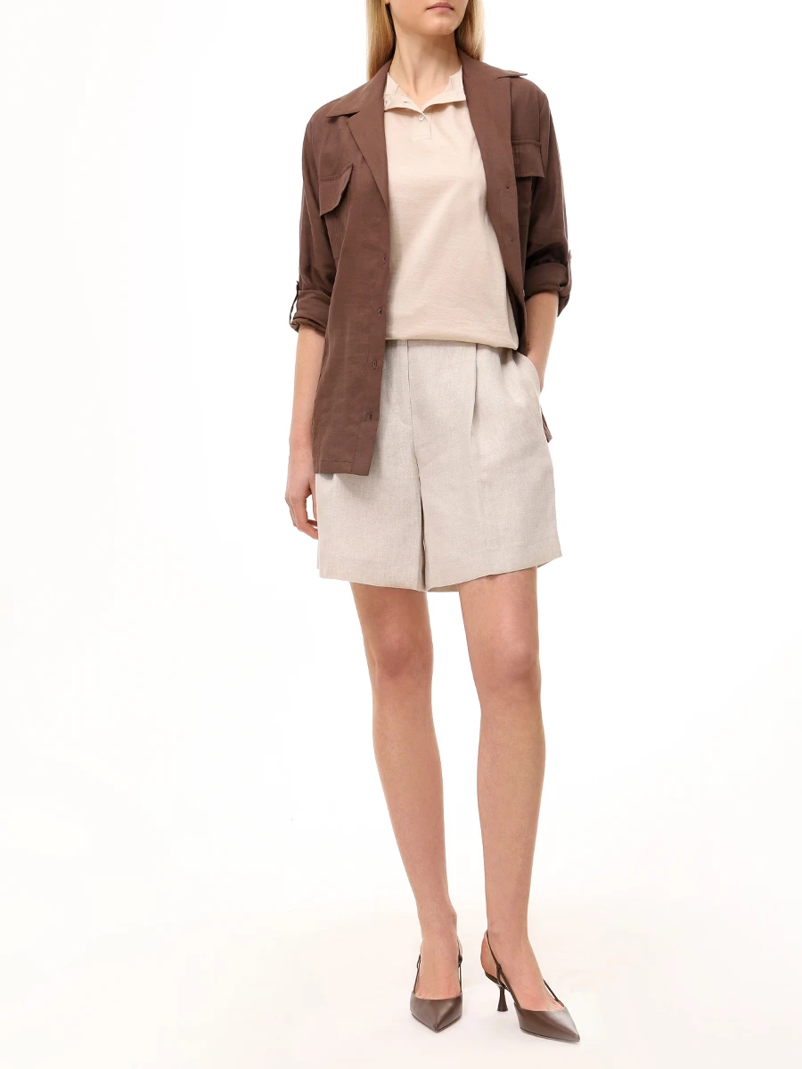 Футболка из шелка и хлопка KITON D59419K0525F06000 Бежевый  Фото 2