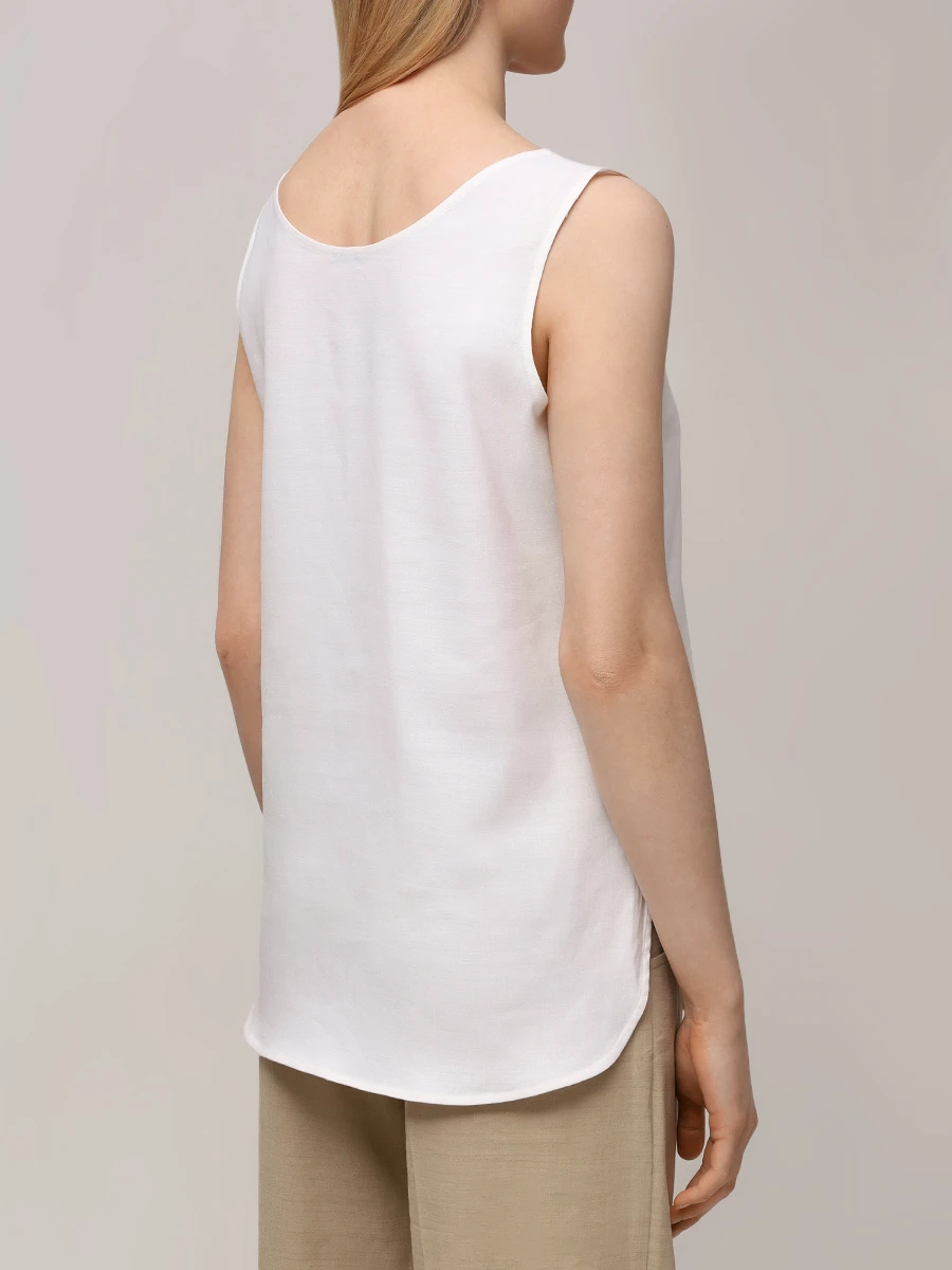 Топ из льна и вискозы KITON D51443K09T8401000 Белый  Фото 3