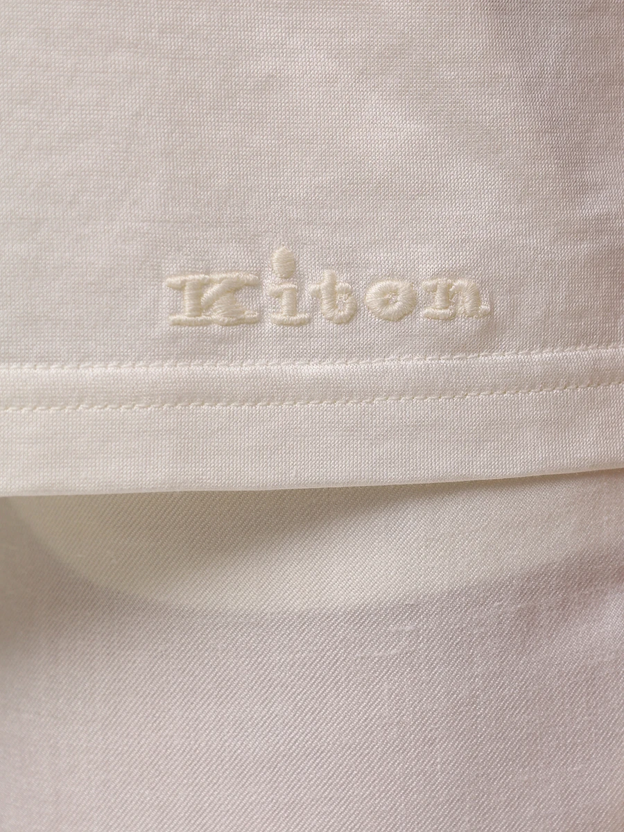 Футболка из шелка и хлопка KITON D59420K0925F04 Белый  Фото 6