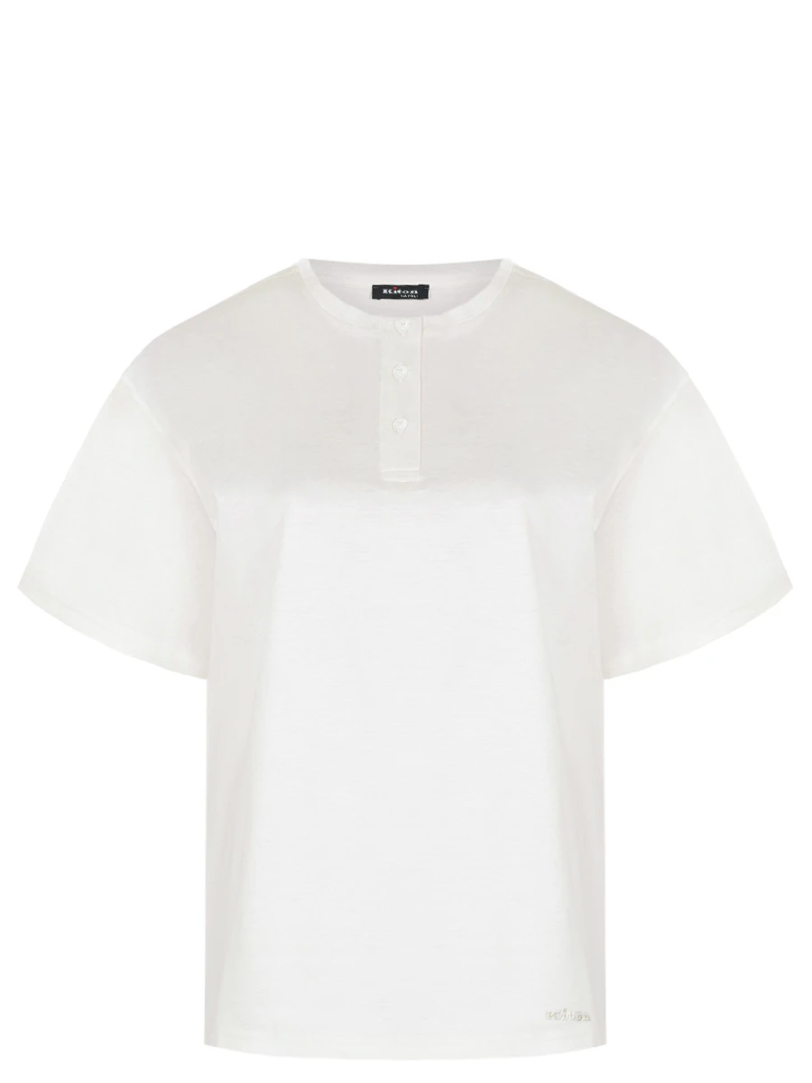 Футболка из шелка и хлопка KITON D59419K0925F04001 Белый 
