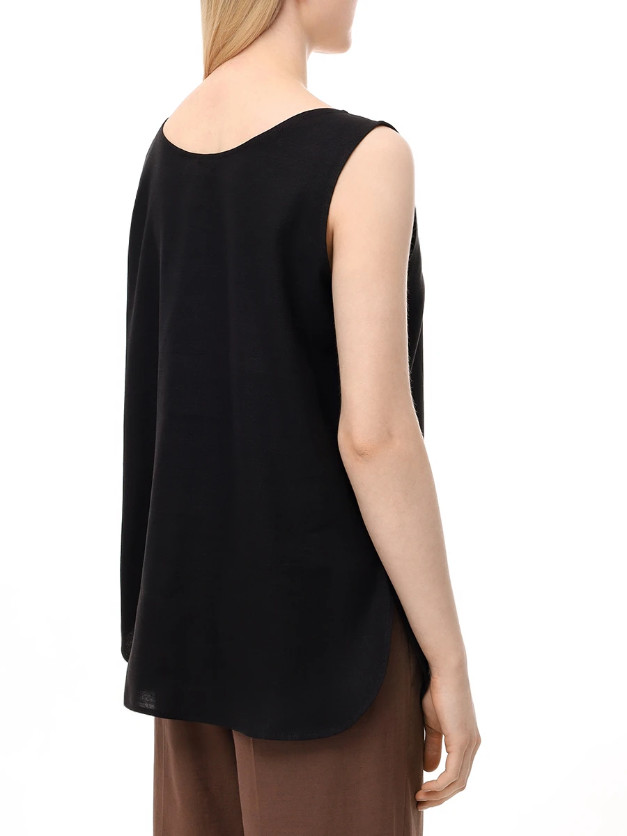 Топ из льна и вискозы KITON D51443K09T8406000 Черный  Фото 3