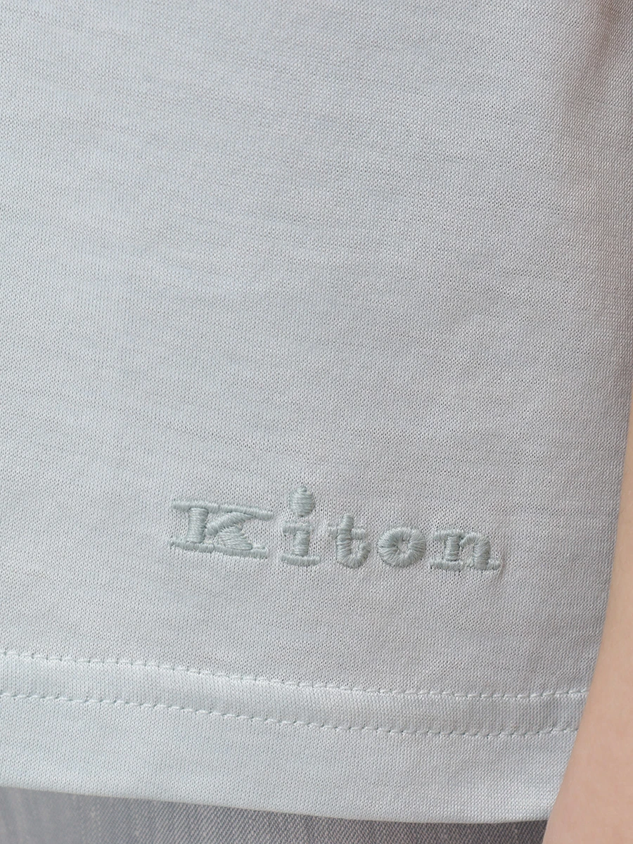 Футболка из шелка и хлопка KITON D59420K0925F01001 Голубой  Фото 6