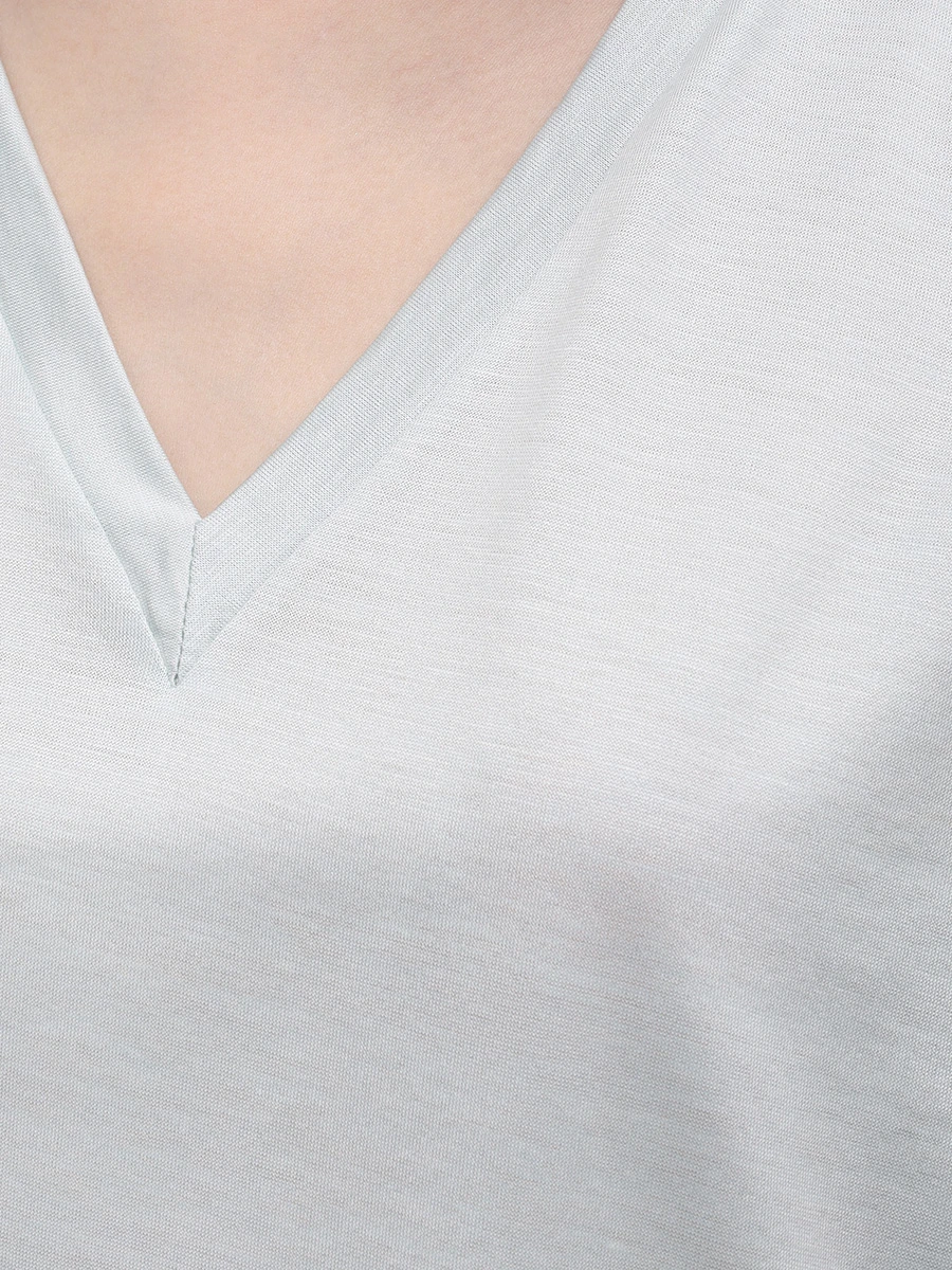 Футболка из шелка и хлопка KITON D59420K0925F01001 Голубой  Фото 5