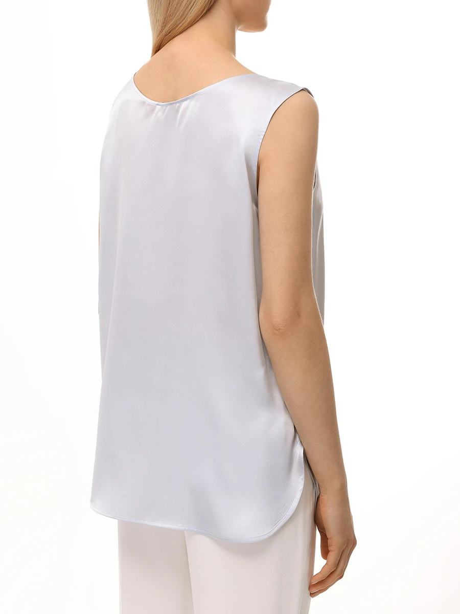 Топ шелковый KITON D51443K0998E81000 Голубой  Фото 3