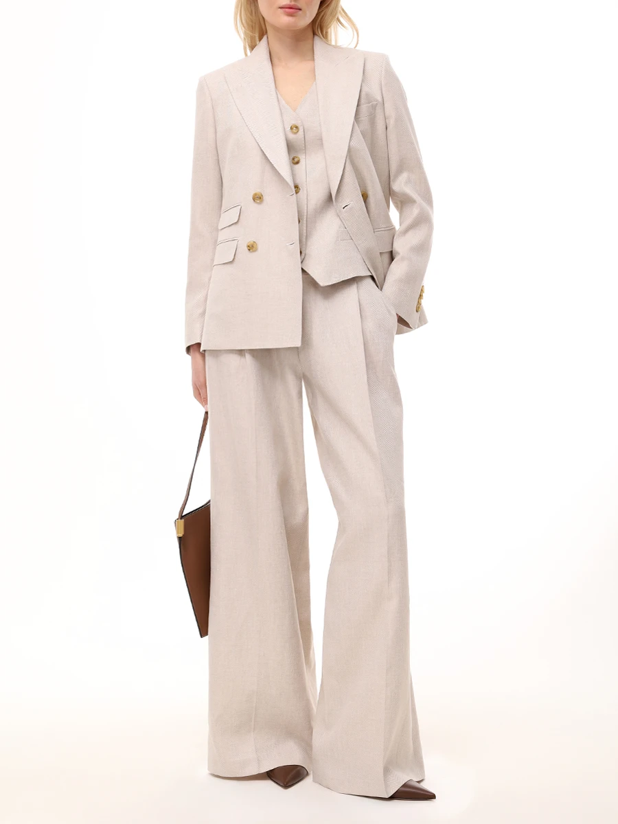 Костюм из льна и хлопка L.B.M. 1911 53367/2-2156/1150/8112 Бежевый  Фото 2