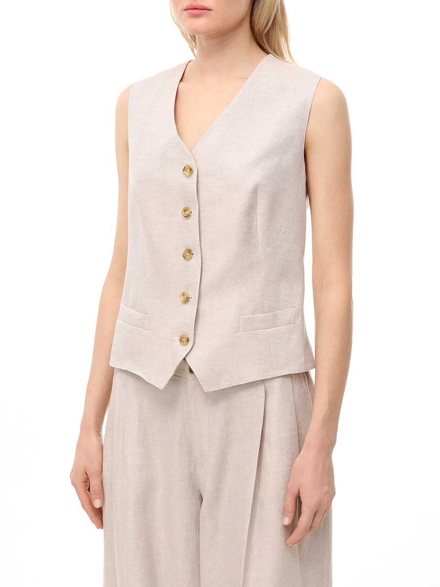 Костюм из льна и хлопка L.B.M. 1911 53367/2-2156/1150/8112 Бежевый  Фото 7