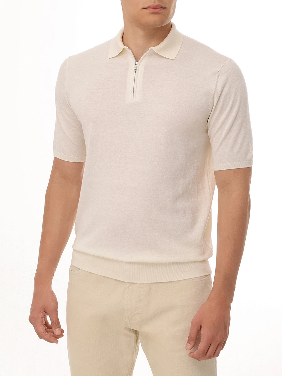 Поло хлопковое FIORONI CASHMERE MK28609С3 0021 E1 Кремовый  Фото 4