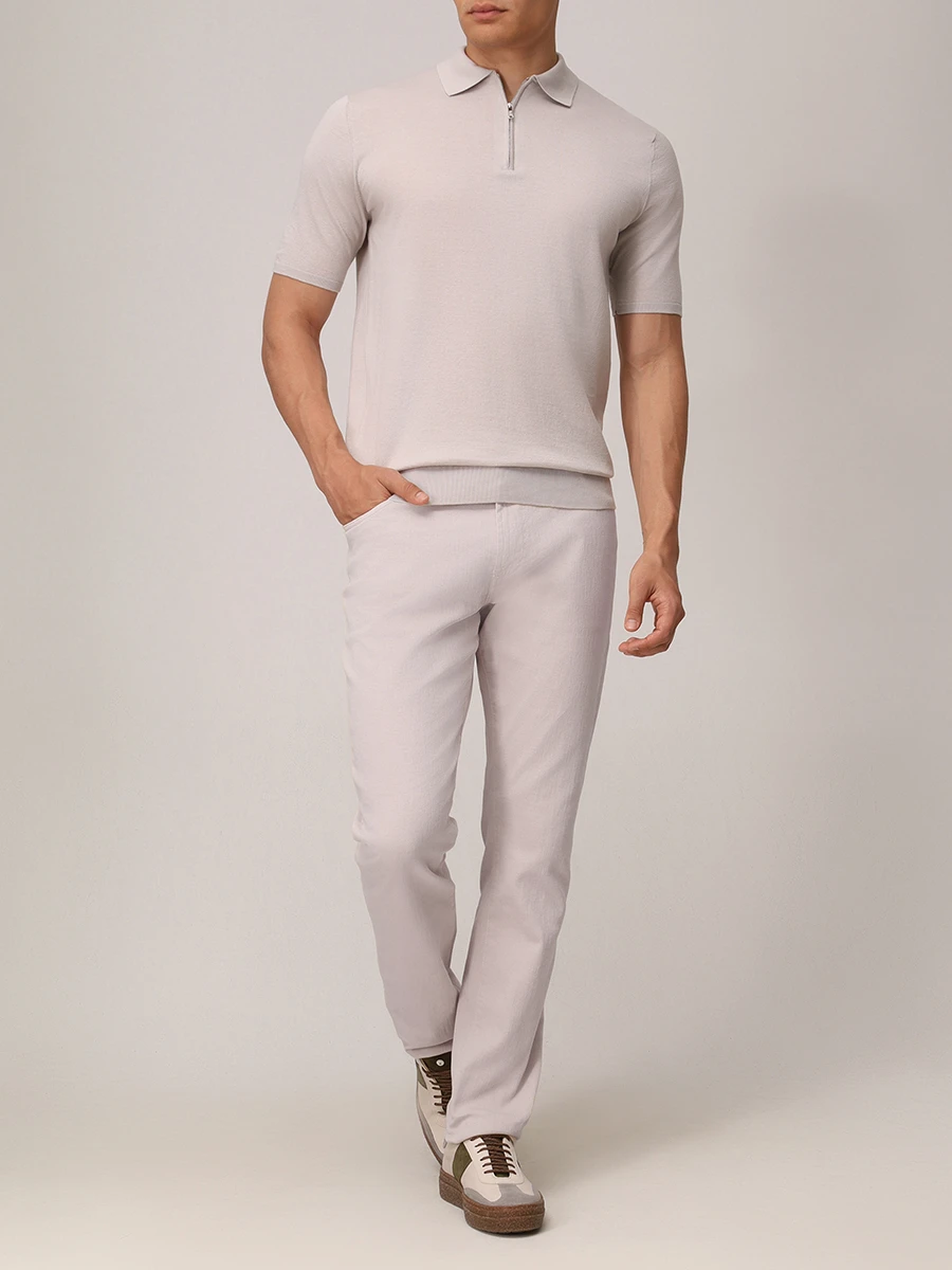 Поло хлопковое FIORONI CASHMERE MK28609С3 0023 E4 Светло Серый  Фото 2