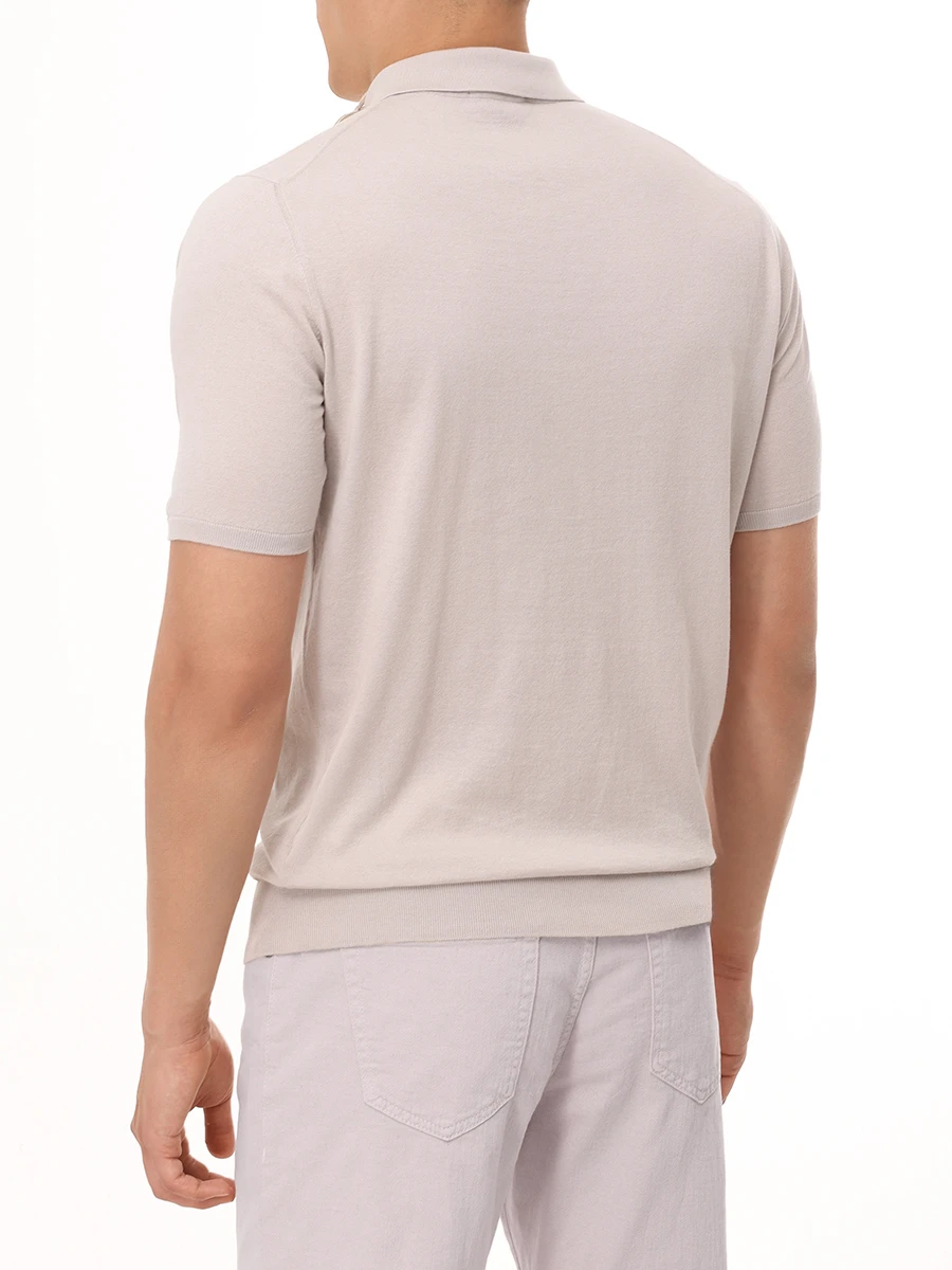 Поло хлопковое FIORONI CASHMERE MK28609С3 0023 E4 Светло Серый  Фото 3