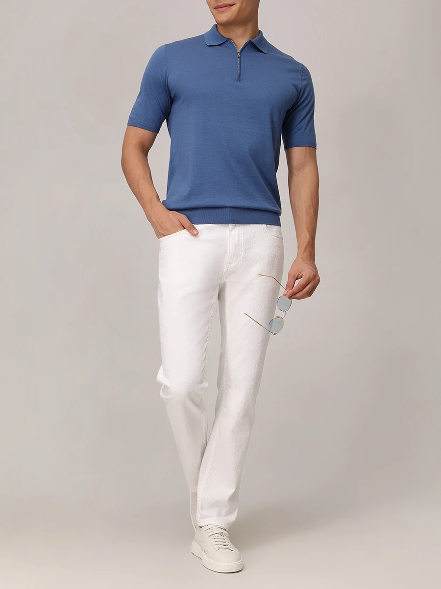 Поло хлопковое FIORONI CASHMERE MK28609С3 0027 E8 Синий  Фото 2