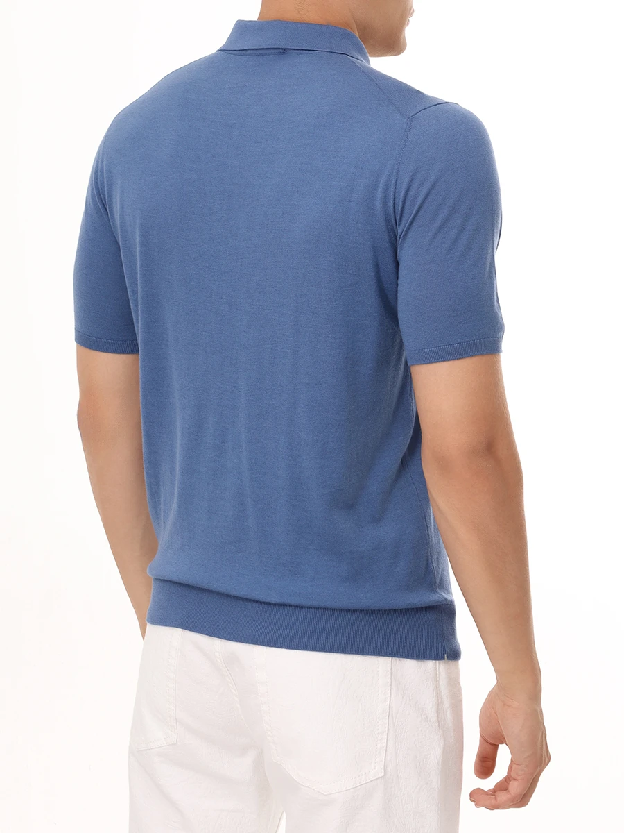 Поло хлопковое FIORONI CASHMERE MK28609С3 0027 E8 Синий  Фото 3