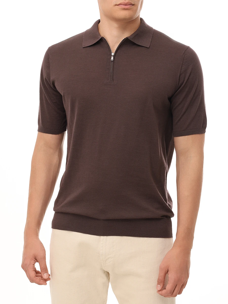 Поло хлопковое FIORONI CASHMERE MK28609С3 0029 E10 Коричневый  Фото 4