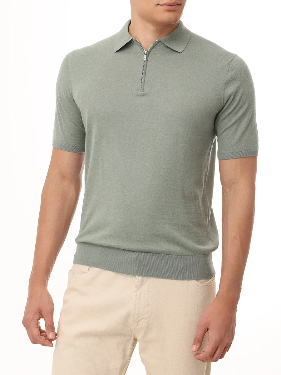 Поло хлопковое FIORONI CASHMERE MK28609С3 0030 E11 Зеленый  Фото 4