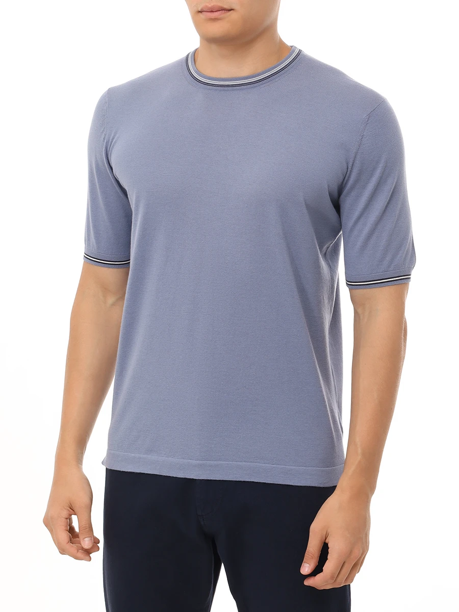 Футболка хлопковая FIORONI CASHMERE MK30609A1 0001 3E5 Голубой  Фото 4