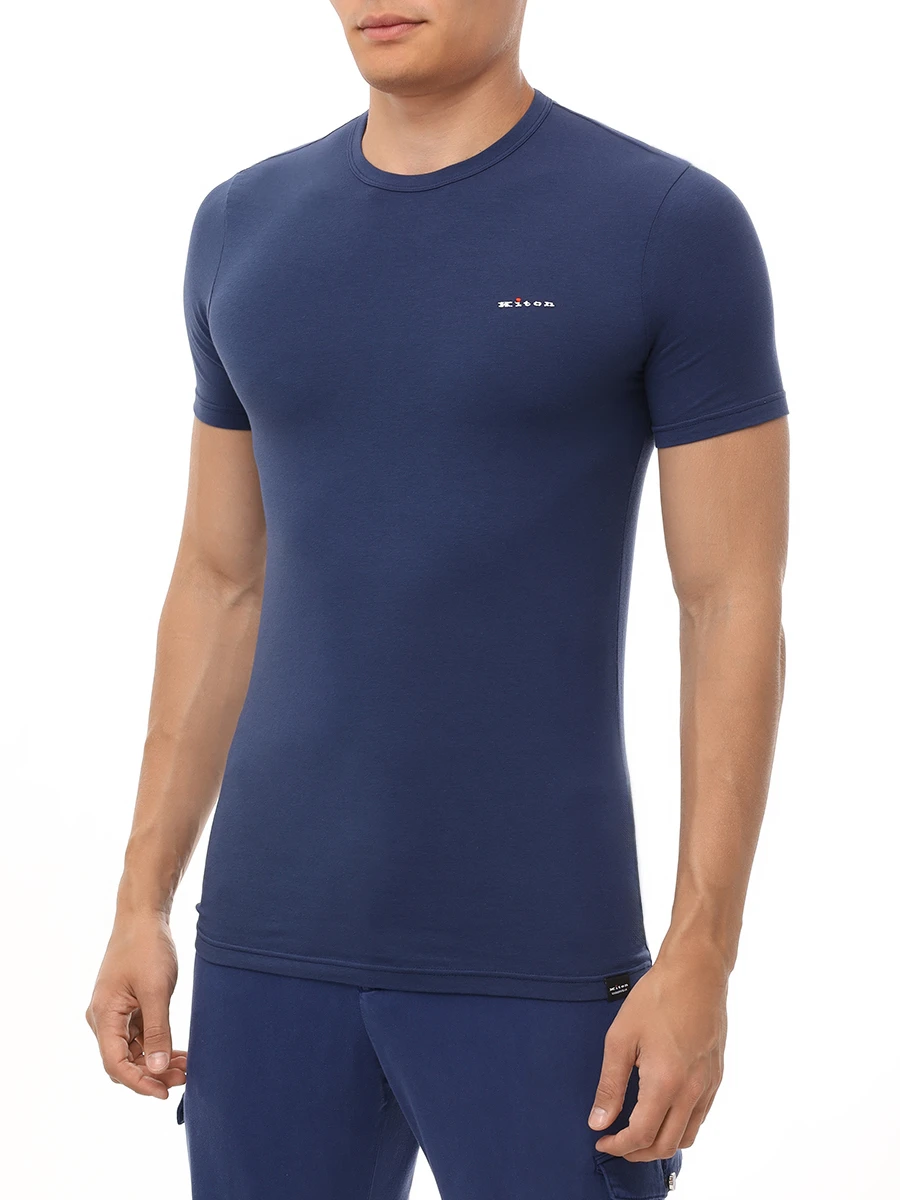 Футболка хлопковая KITON UNWM008K0701F03001 Синий  Фото 4
