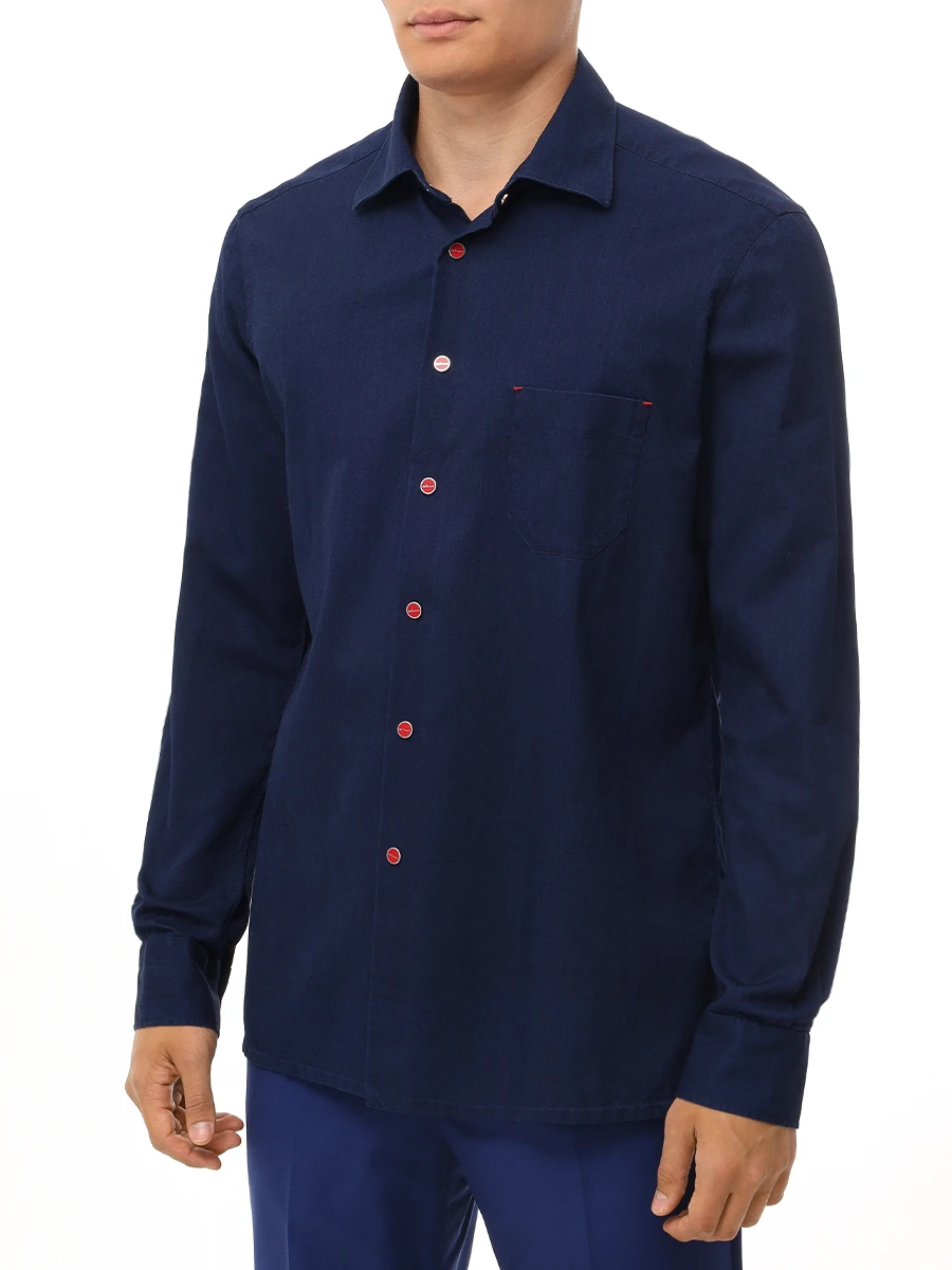 Рубашка Slim Fit хлопковая KITON UMCNERPH092260100 Темно Синий  Фото 4